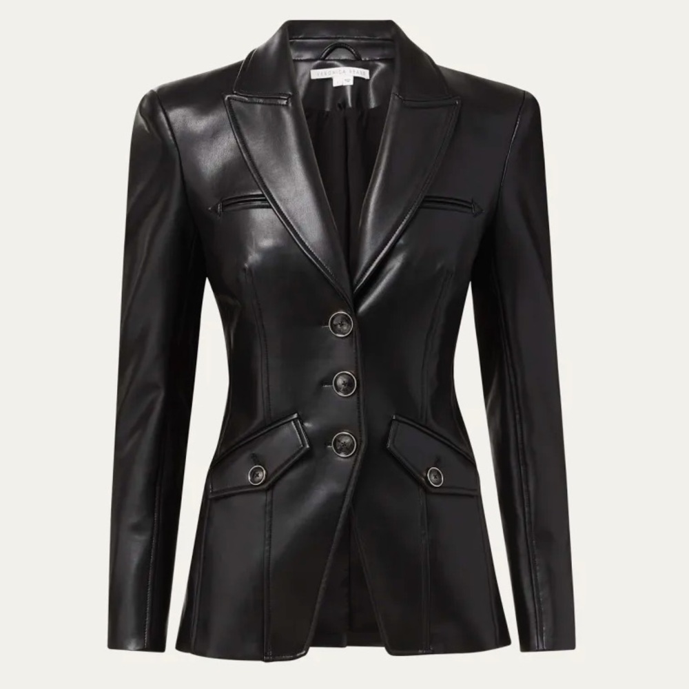Veronica Beard Anoki Leather Dickey Blazer
